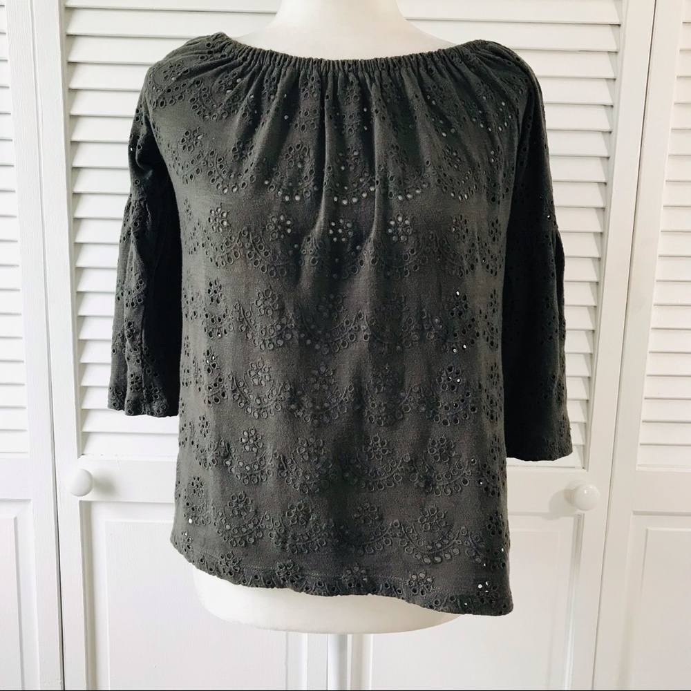 2/$25 LUCKY BRAND Dark Green Gray Blouse Size XS